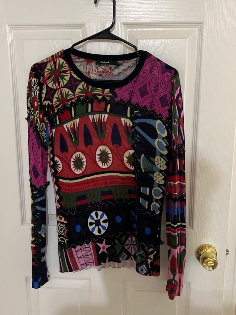Desigual Red Purple Blue Green Graphic Long-Sleeve Top